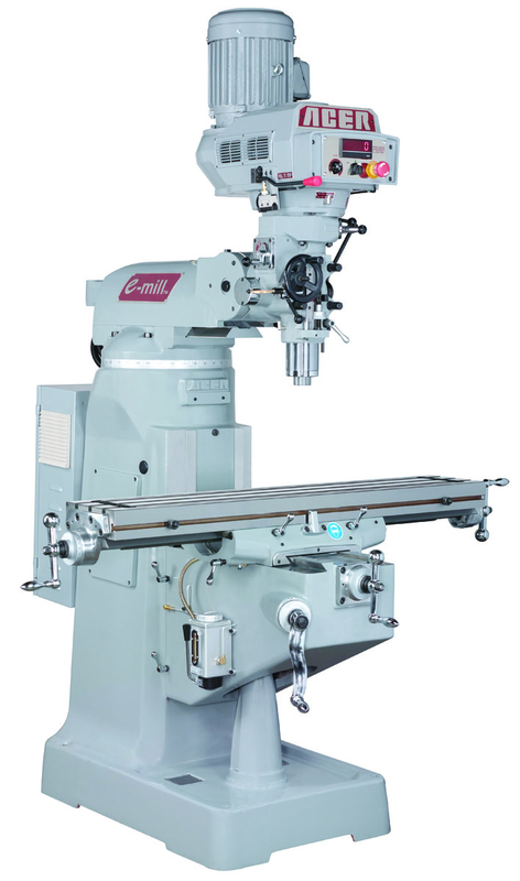 Electronic Variable Speed Vertical Mill - R-8 Spindle - 9 x 49'' Table Size - 3HP - 3PH - 440V Motor - Makers Industrial Supply