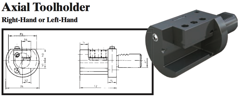 VDI Axial Toolholder (Right-Hand) - Part #: CNC86 35.4020R - Makers Industrial Supply