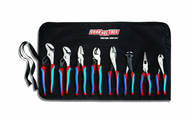 Channellock Code Blue 8 Pc. Plier Set - Contains 9.5 and 10 in. Tongue and Groove; 9 in. High Leverage Linemens; Cable Cutter; Crimping/Cutting Tool; 8 in. End Cutting; Long Nose and Diagonal Cutting Plier - Makers Industrial Supply