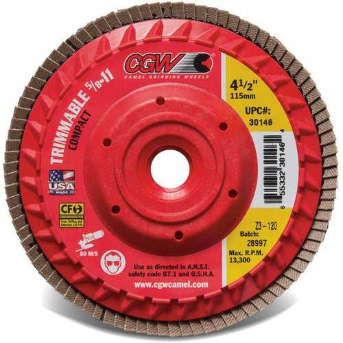 5″ × 5/8″-11 - 40 Grit - Z3 XL Compact Trimmable Flap Disc with Hub - Makers Industrial Supply