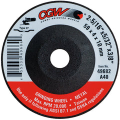 2 5/16″ × 5/32″ × 3/8″ - A40 Grit - Mini Depressed Center Wheels - Type 27 - Makers Industrial Supply