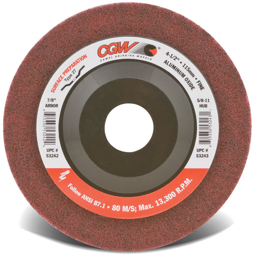 7″ × 7/8″ - Aluminum Oxide Surface Grinding Wheel - Type 27 - Maroon - Makers Industrial Supply