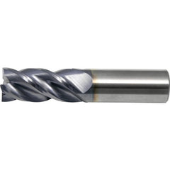 1/2″ × 1/2″ × 1″ × 3″ RHS / RHC Solid Carbide 4-Flute Corner Radius End Mill - TiAlN - Exact Industrial Supply