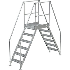 Galvanized Cross-Over Ladder 104 × 102.5″ 6-Step - Exact Industrial Supply