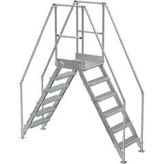 Aluminum Cross Over Ladder 14″ Wide 6 Step - Exact Industrial Supply