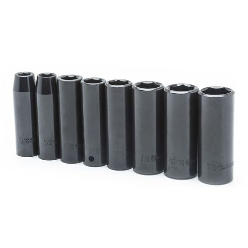 8 Pc. 1/2″ Drive 6 Point Deep SAE Impact Socket Set