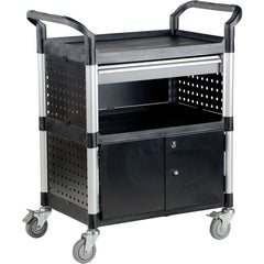 Commercial Cart 33 × 19 3-Shelf W/ Doors - Exact Industrial Supply