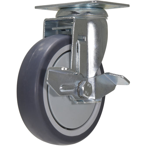 ‎5 × 1-1/4 TPR Swivel W/Brake - Exact Industrial Supply