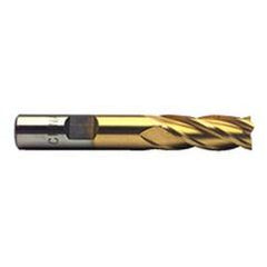 1/2 Dia. x 3-1/4 Overall Length 4-Flute Square End High Speed Steel SE End Mill-Round Shank--TiN - Makers Industrial Supply