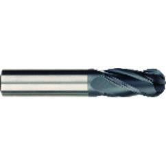 3/8 x 3/8 x 1 x 2-1/2 OAL 4 Flute Ball Nose Carbide End Mill - Round Shank-AlCrN Coated - Makers Industrial Supply