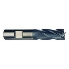 3/8 Dia. x 2-1/2 Overall Length 4-Flute .045 C/R Solid Carbide SE End Mill-Round Shank-Center Cut-AlTiN - Makers Industrial Supply