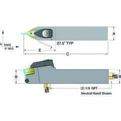 ADDPNN16-4D - 1 x 1" Neutral Toolholder - Makers Industrial Supply