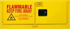 12 Gallon - All Welded - FM Approved - Flammable Safety Cabinet with Legs - Manual Doors - 1 Shelf - Safety Yellow - Makers Industrial Supply