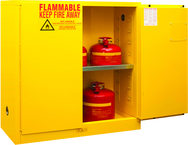 30 Gallon - All Welded - FM Approved - Flammable Safety Cabinet - Manual Doors - 1 Shelf - Safety Yellow - Makers Industrial Supply