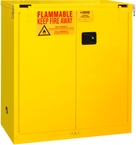 30 Gallon - All welded - FM Approved - Flammable Safety Cabinet - Self-closing Doors - 1 Shelf - Safety Yellow - Makers Industrial Supply