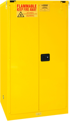 60 Gallon - All Welded - FM Approved - Flammable Safety Cabinet - Self-closing Doors - 2 Shelves - Safety Yellow - Makers Industrial Supply