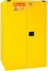 90 Gallon - All Welded - FM Approved - Flammable Safety Cabinet - Self-closing Doors - 2 Shelves - Safety Yellow - Makers Industrial Supply