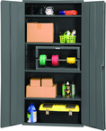 36"W - 16 Gauge - Lockable Cabinet - 4 Adjustable Shelves - Flush Door Style - Gray - Makers Industrial Supply