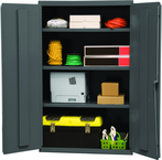 36"W - 16 Gauge - Lockable Shelf Cabinet - 3 Adjustable Shelves - Flush Door Style - Gray - Makers Industrial Supply