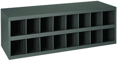 12" Deep Bin - Steel - Cabinet - 16 opening bin - for small part storage - Gray - Makers Industrial Supply