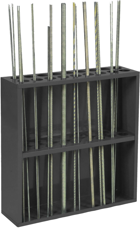 24-1/8 x 6-7/8 x 24'' - 18 Opening Threaded Rod Rack - Makers Industrial Supply