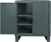 36"W - 14 Gauge - Lockable Shelf Cabinet - 2 Adjustable Shelves - Recessed Door Style - Gray - Makers Industrial Supply