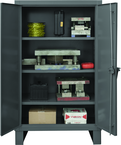 36"W - 14 Gauge - Lockable Shelf Cabinet - 3 Adjustable Shelves - Recessed Door Style - Gray - Makers Industrial Supply