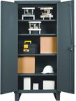 36"W - 14 Gauge - Lockable Shelf Cabinet - 4 Adjustable Shelves - Recessed Door Style - Gray - Makers Industrial Supply