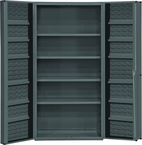 36"W - 14 Gauge - Lockable Shelf Cabinet - 4 Adjustable Shelves - 12 Door Shelves - Deep Door Style - Gray - Makers Industrial Supply