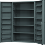 48"W - 14 Gauge - Lockable Shelf Cabinet - 4 Adjustable Shelves - 14 Door Shelves - Deep Door Style - Gray - Makers Industrial Supply