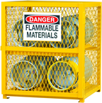 30"W - All Welded - Angle Iron Frame with Mesh Side - Horizontal Gas Cylinder Cabinet - 1 Shelf - Magnet Door - Safety Yellow - Makers Industrial Supply
