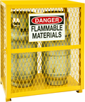 30 x 20 x 33-1/2" - All Welded - Angle Iron Frame with Mesh Side - Horizontal/Vertical Gas Cylinder Cabinet - Magnet Doors - Safety Yellow - Makers Industrial Supply