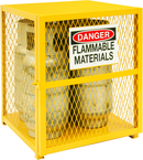 30"W - All Welded - Angle Iron Frame with Mesh Side - Vertical Gas Cylinder Cabinet - Magnet Door - Safety Yellow - Makers Industrial Supply