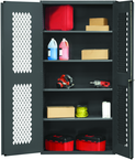 36"W - 14 Gauge - Lockable Ventilated Cabinet - 4 Adjustable Shelves - Flush Door Style - Gray - Makers Industrial Supply