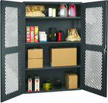 48"W - 14 Gauge - Lockable Cabinet - 3 Adjustable Shelves - Flush Door Style - Gray - Makers Industrial Supply