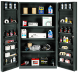 48"W - 14 Gauge - Lockable Cabinet - 4 Adjustable Shelves - 14 Door Shelves - Deep Door Style - Gray - Makers Industrial Supply