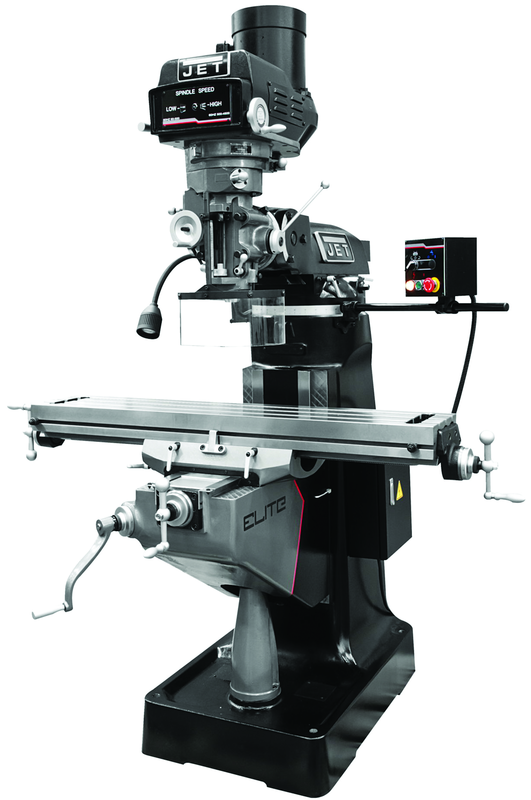 9 x 49" Table Variable Speed Mill With 2-Axis ACU-RITE 300S DRO and X - Y - Z-Axis JET Powerfeeds - Makers Industrial Supply