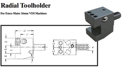 Radial Toolholder (For Emco Maier 16mm VDI Machines) - Part #: CNC86 E45.1616 - Makers Industrial Supply