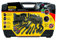 STANLEY® FATMAX® 1/4", 3/8" & 1/2" Drive 179 Piece Matte Black Chrome Mechanic's Tool Set - Makers Industrial Supply