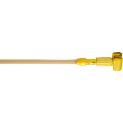 Gripper - Clamp Style Handle - Should be used with 1″ headband mops - Plastic Yellow Head, Hardwood Handle - Makers Industrial Supply