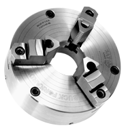 Ajust-Tru+ Universal Chuck - 4" Plain Mount; 3-Jaw; Solid Jaw - Makers Industrial Supply