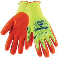 Hi Vis 10 Gauge Yellow HPPE Shell With Orange Foam Nitrile Palm Gloves Medium - Makers Industrial Supply