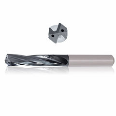 0.4375 mm Dia. × 12 mm Shank × 330 mm Flute Length × 380 mm OAL, 25xD, 135°, Varianta Supral, 2 Flute, Coolant Thru, h6, Cylindrical, Solid Carbide Drill