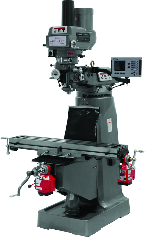 JTM-4VS Mill With 3-Axis ACU-RITE 200S DRO (Quill) With X and Y-Axis Powerfeeds and Power Draw Bar - Makers Industrial Supply