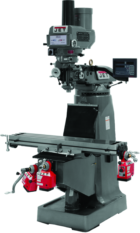 JTM-4VS-1 Mill With 3-Axis Newall DP700 DRO (Quill) With X, Y and Z-Axis Powerfeeds and Power Draw Bar - Makers Industrial Supply