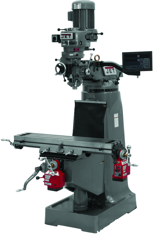 JTM-1 Mill With 3-Axis Newall DP700 DRO (Quill) With X and Y-Axis Powerfeeds - Makers Industrial Supply