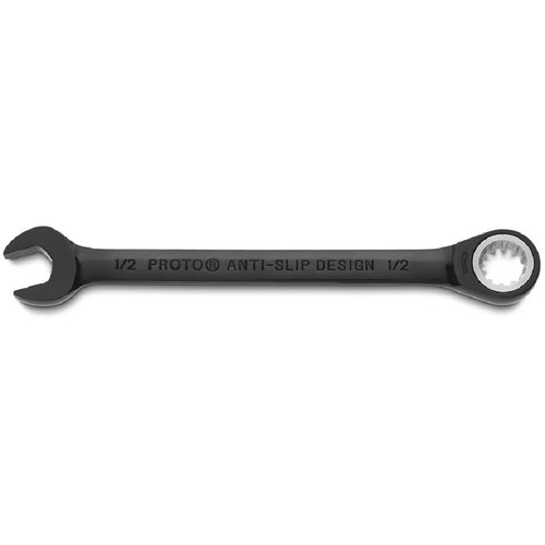 Proto Black Chrome Combination Non-Reversible Ratcheting Wrench 1/2″ - Spline - Makers Industrial Supply