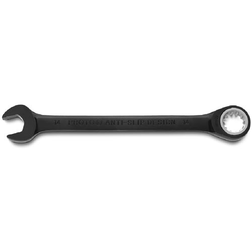 Proto Black Chrome Combination Non-Reversible Ratcheting Wrench 14 mm - Spline - Makers Industrial Supply