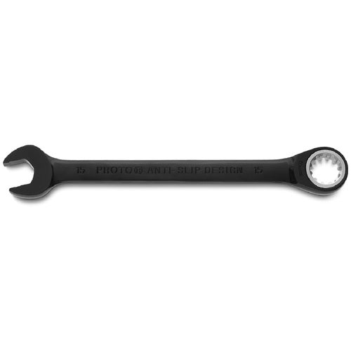 Proto Black Chrome Combination Non-Reversible Ratcheting Wrench 15 mm - Spline - Makers Industrial Supply