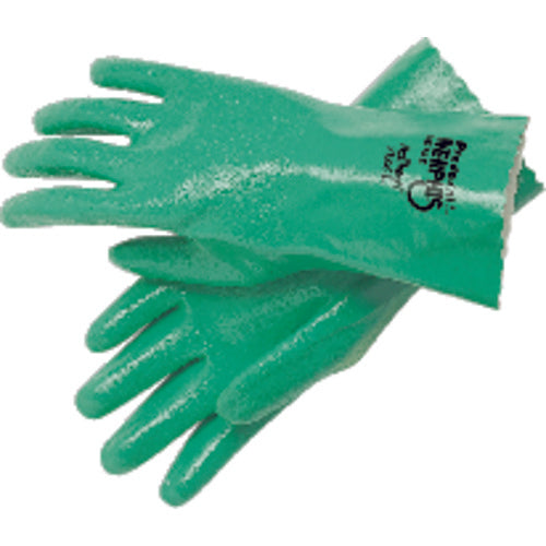 Predaknit Gloves - Green - Full Rough Nitrile Coating - Interlock Lined - 12″ Gauntlet Cuff - Size X-Large - Makers Industrial Supply